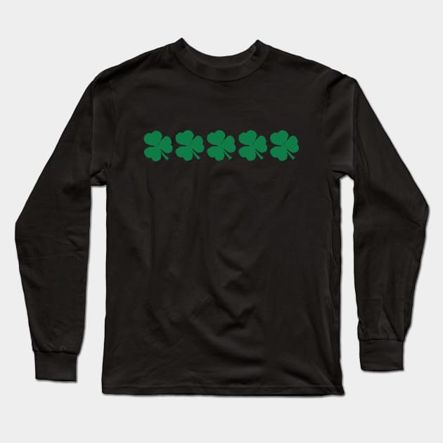 Five Kelly Green Shamrocks for St Patricks Day Long Sleeve T-Shirt by ellenhenryart